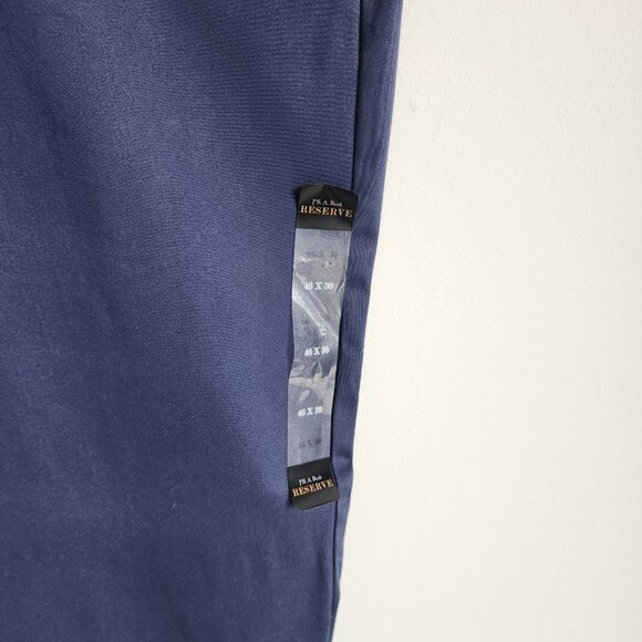 46x30 Blue Chinos Jos A Bank Cotton Reserve Pants New Flat Front Nwt Navy Khakis - Picture 6 of 17